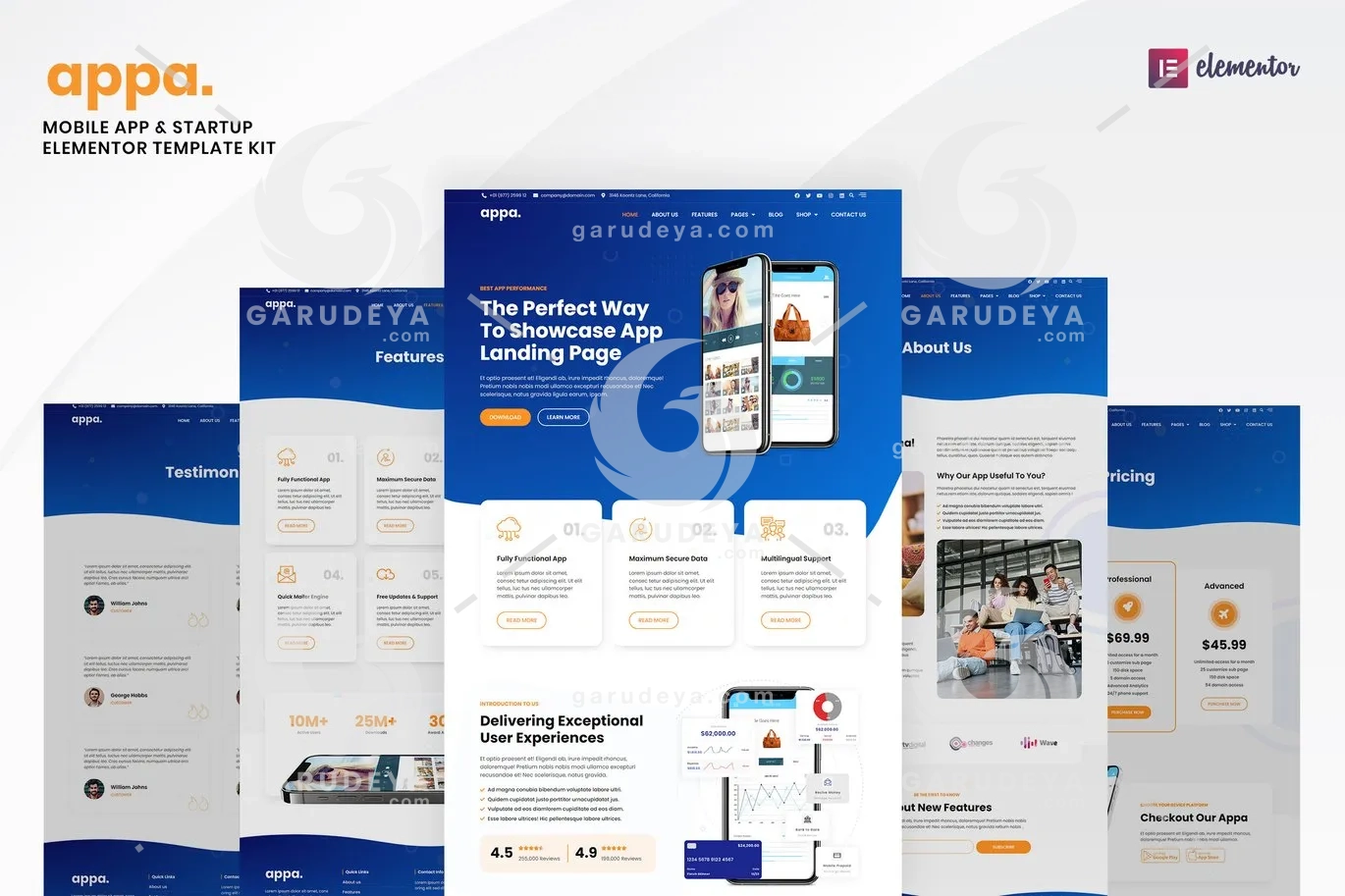 Appa – Mobile App & Startup Elementor Template Kit