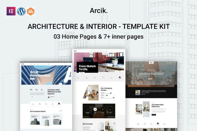 Arcik – Architecture & Interior Elementor Template Kit