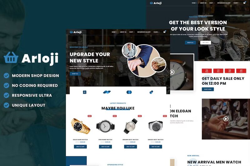 Arloji - Modern Hand Watch Shop eCommerce Elementor Template Kit