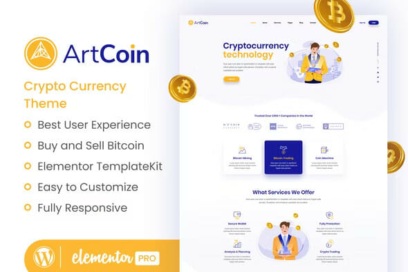 ArtCoin Bitcoin & Cryptocurrency Elementor Template Kit