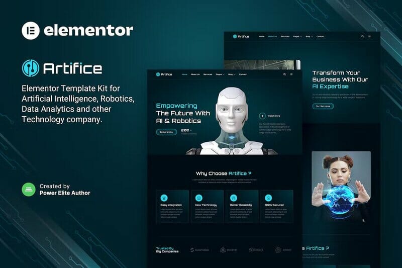 Artifice - AI & Robotics Elementor Template Kit