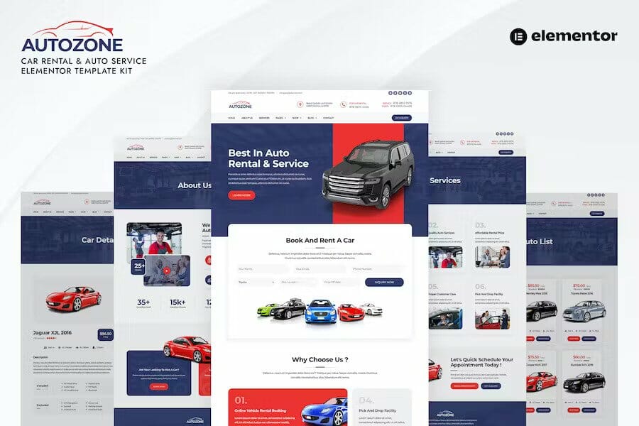 Autozone – Car Rental & Auto Service Elementor Template Kit