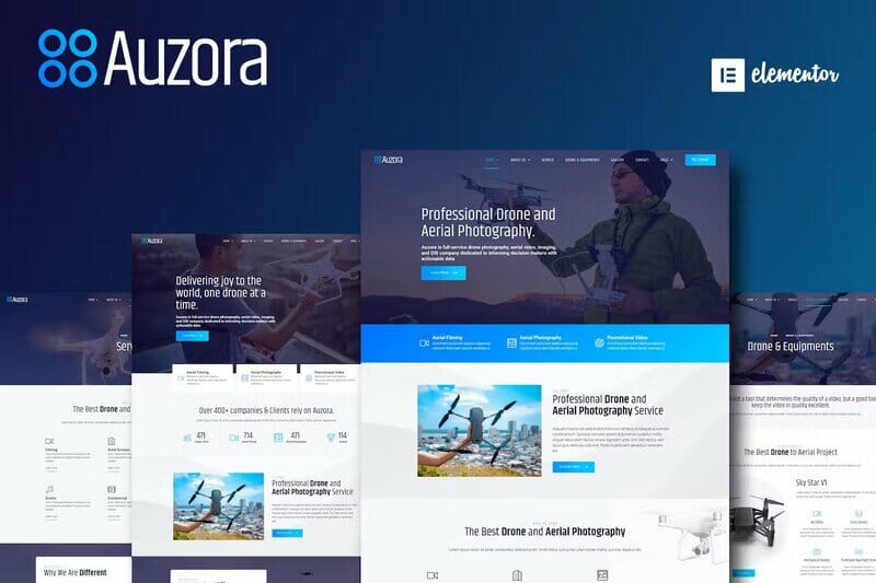 Auzora – Drone Aerial Photography Elementor Template Kit