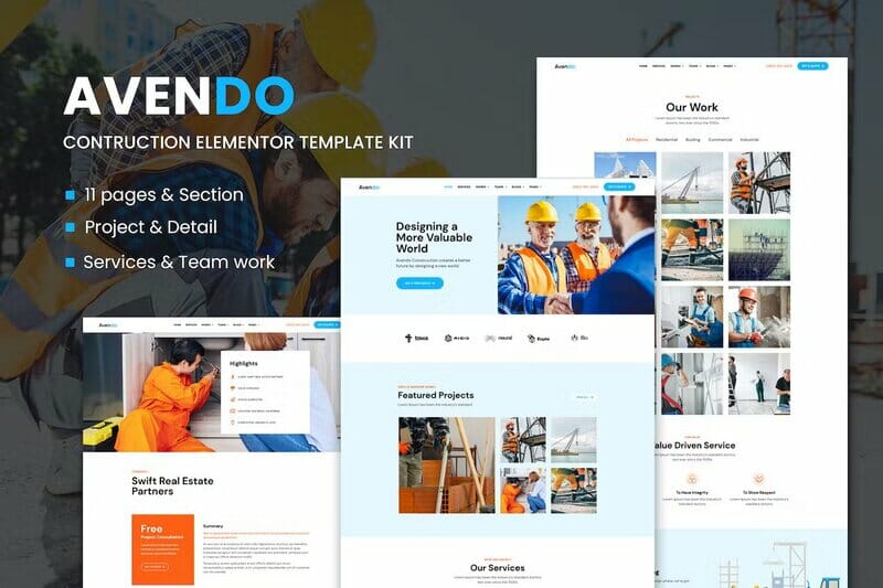 Avendo – Construction Elementor Template Kit