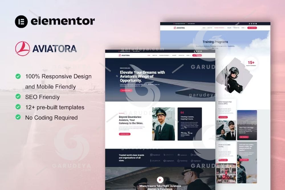 Aviatora – Aviation & Flight School Elementor Pro Template Kit