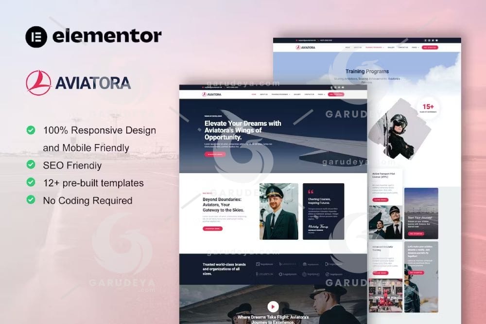 Aviatora - Aviation & Flight School Elementor Pro Template Kit