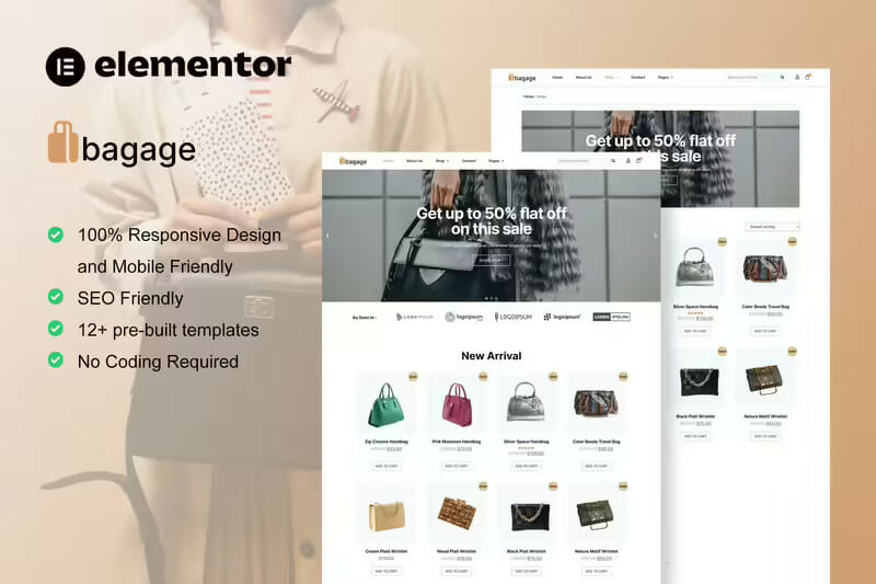 Bagage – Woocommerce Bag Store Elementor Pro Template Kit