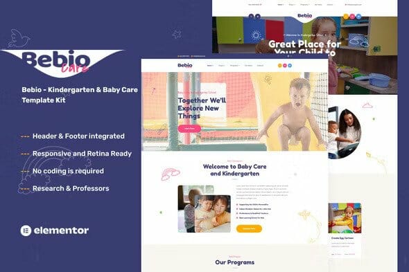 Bebio – Kindergarten & Baby Care Elementor Template Kit