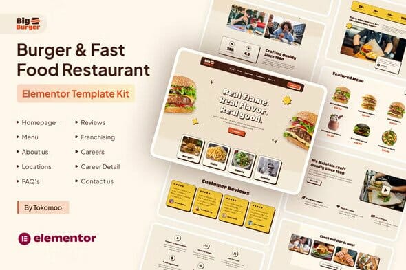 BigBurger – Burger & Fast Food Restaurant Elementor Template Kit