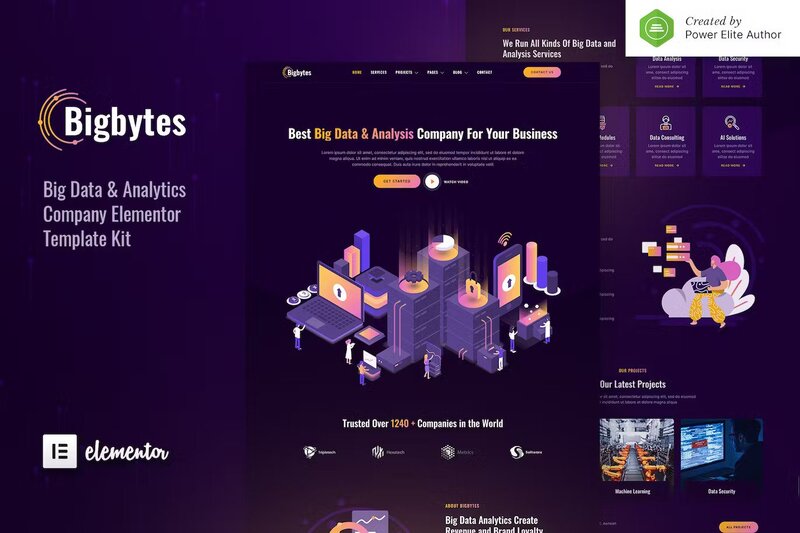 Bigbytes – Big Data & Analytics Company Elementor Template Kit ...