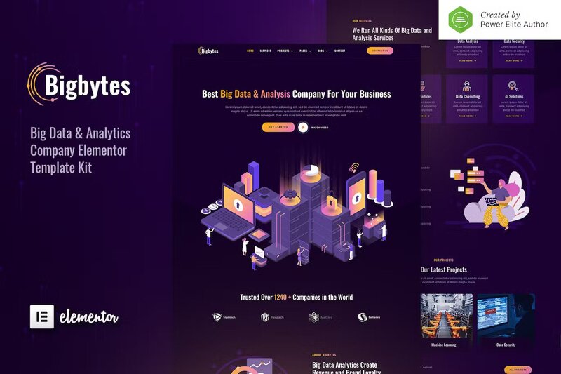 Bigbytes – Big Data & Analytics Company Elementor Template Kit