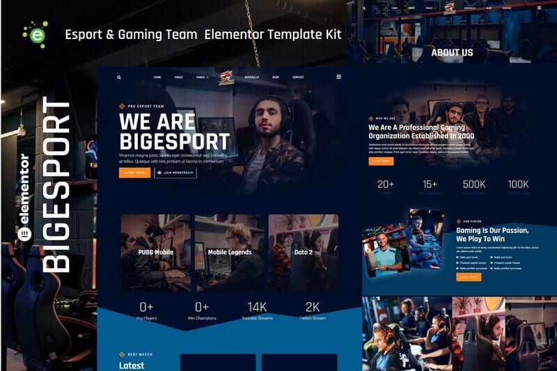 Bigesport – Esport & Gaming Team Elementor Template Kit