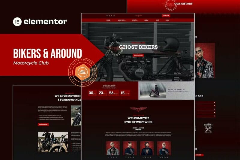 Bikers & Around - Motorcycle Club Elementor Template Kit