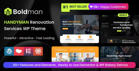 Boldman – Handyman Renovation Services WordPress Theme + RTL