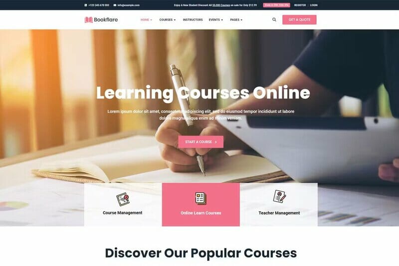 Bookflare – Modern Education & Online Learning Elementor Template Kit