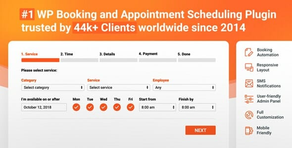 Bookly PRO - Appointment Booking and Scheduling Software System