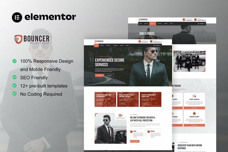 Bouncer – Bodyguard & Security Agency Elementor Template Kit