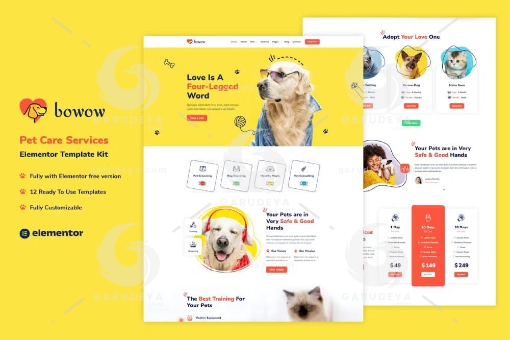 Bowow - Pet Care Services Elementor Template Kit