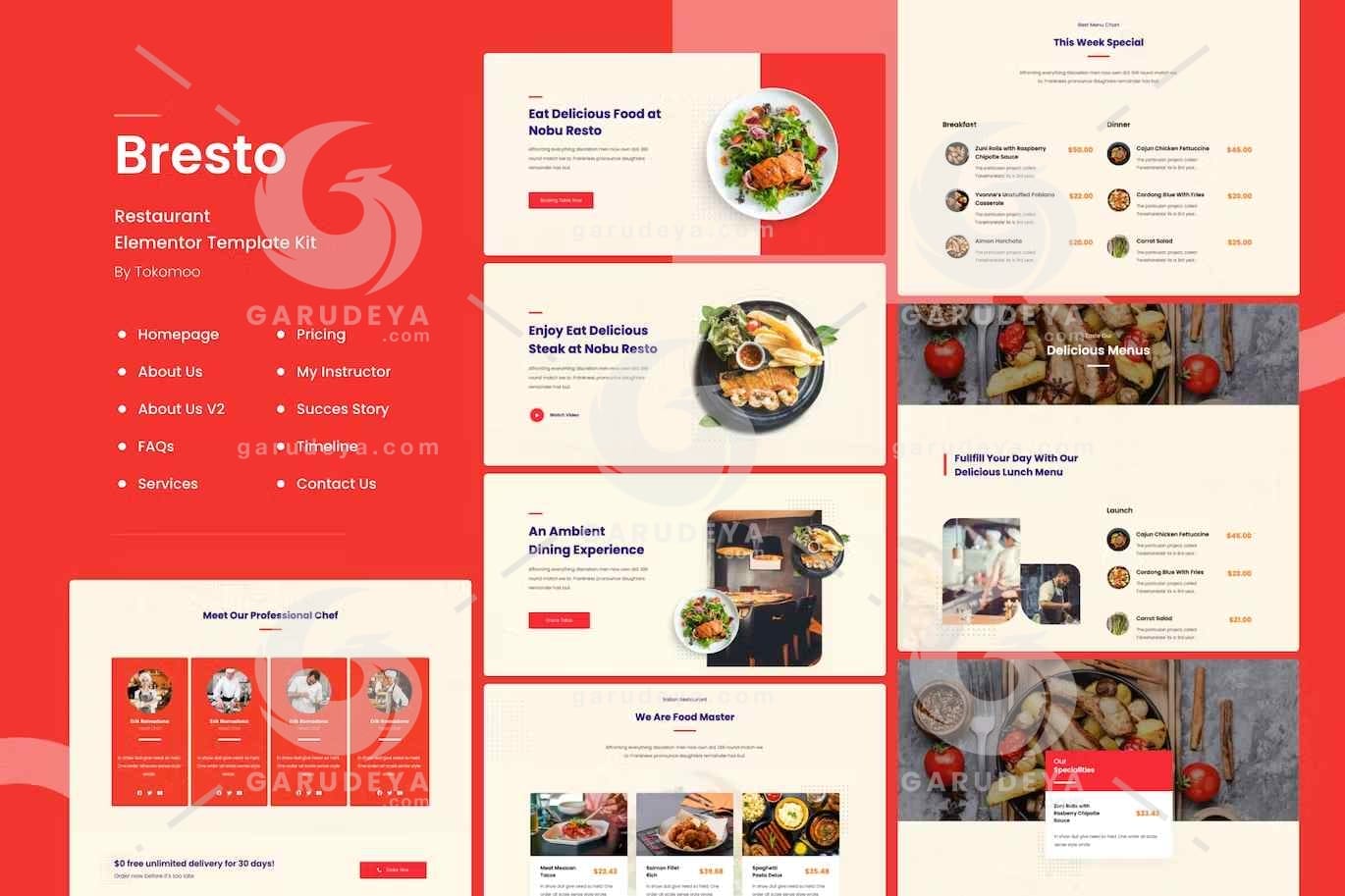 Bresto | Restaurant & Cafe Food Elementor Template Kit