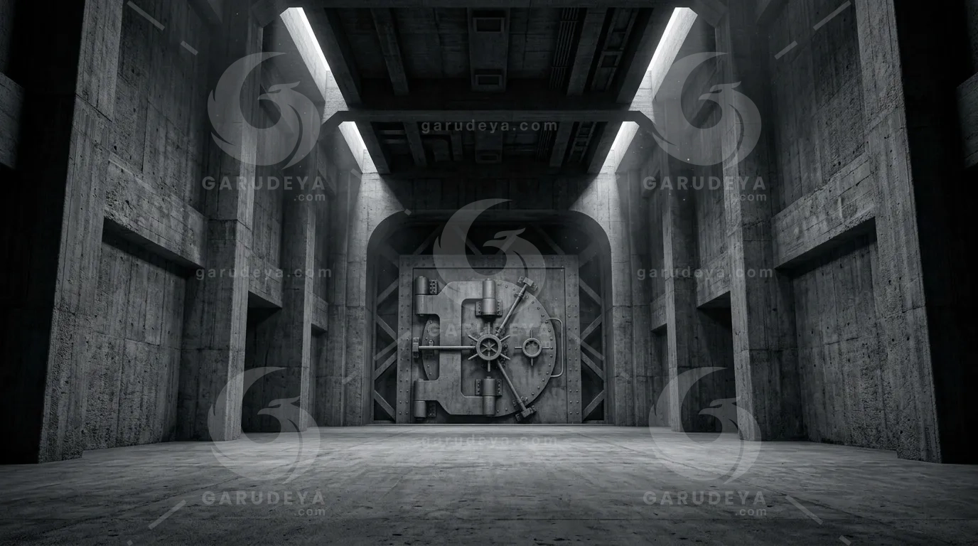 Brutalist Concrete Vault Room Background