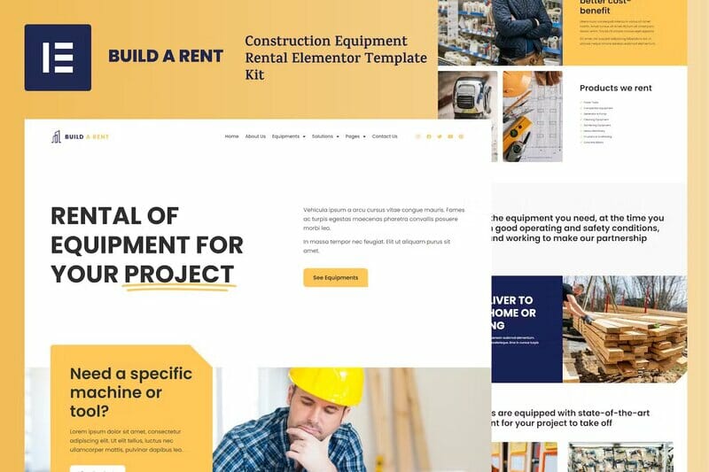 Build-A-Rent – Construction Equipment Rental Elementor Template Kit