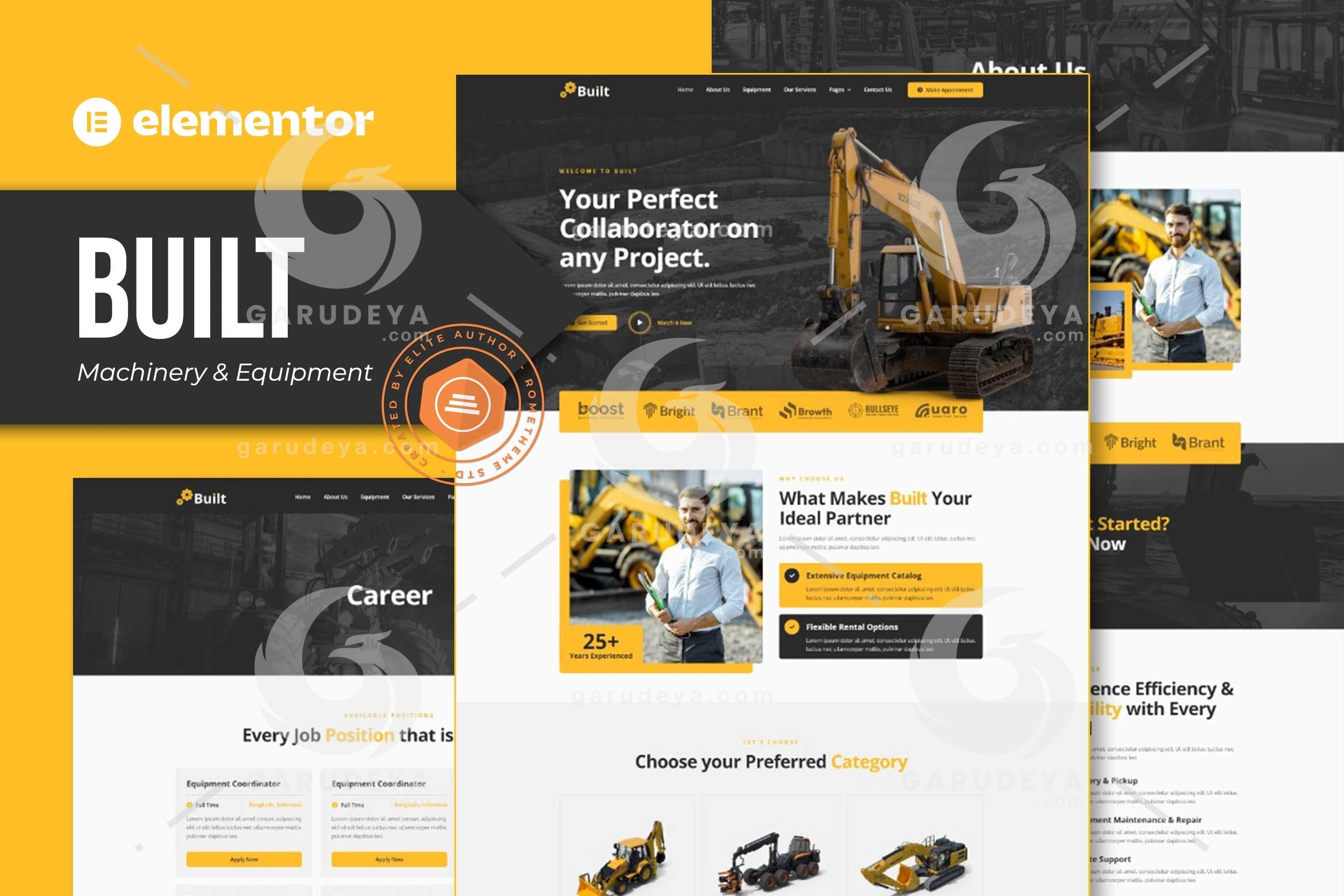 Built – Machinery & Equipment Rentals Elementor Pro Template Kit