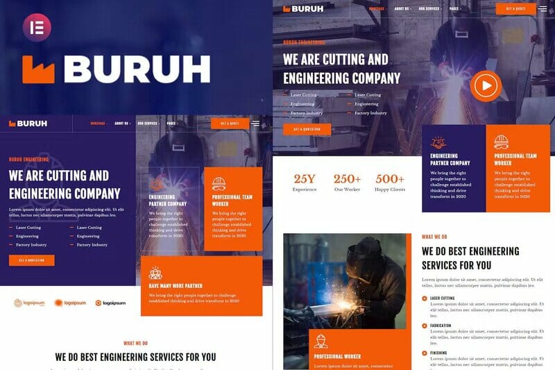 Buruh – Laser Cutting & Engineering Company Elementor Template Kit