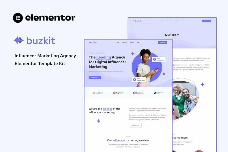 Buzkit – Influencer Marketing Agency Elementor Template Kit