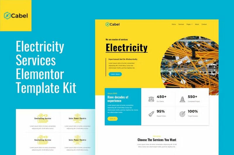 Cabel – Electricity Services Elementor Template Kit