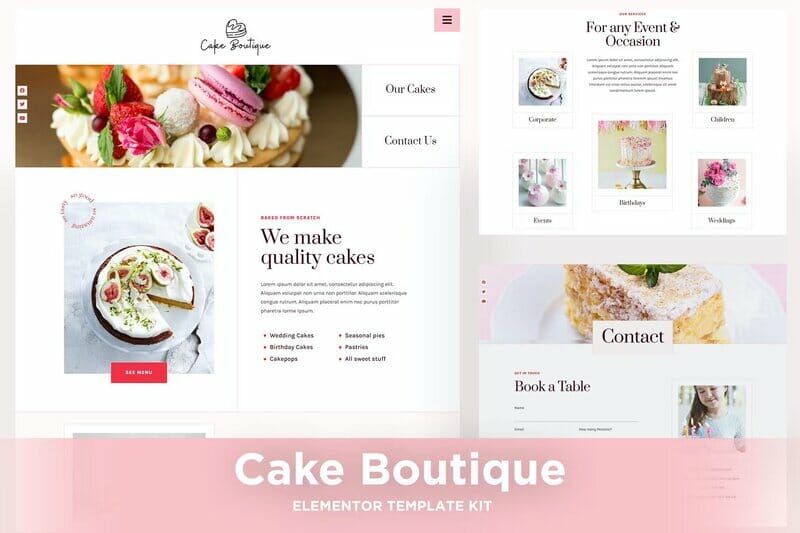 Cake Boutique – Cake Elementor Template Kit