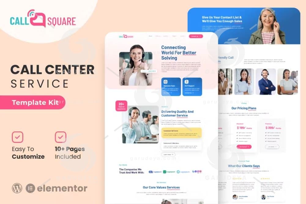 Call Square – Call Center & Support Company Elementor Template Kit