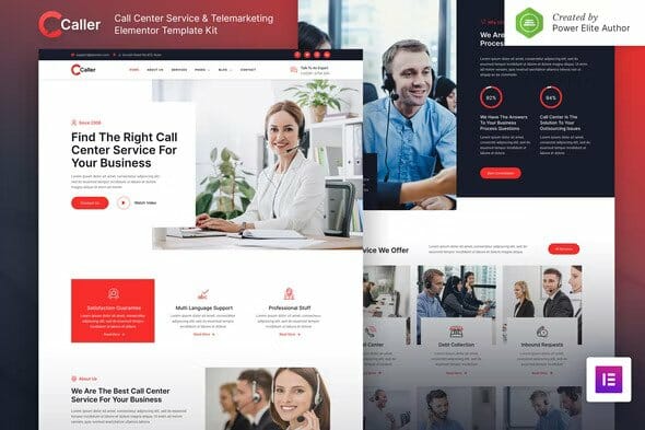 Callene Call Center Service & Telemarketing Elementor Template Kit