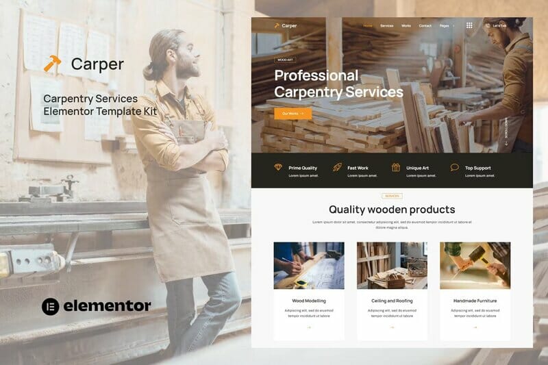 Carper – Carpenter & Craftman Elementor Template Kit