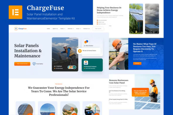 ChargeFuse – Solar Panel Installation & Maintenance Elementor Template Kit