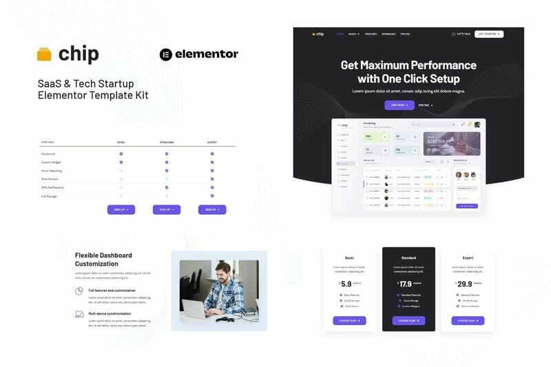 Chip – SaaS & Tech Startup Elementor Template Kit