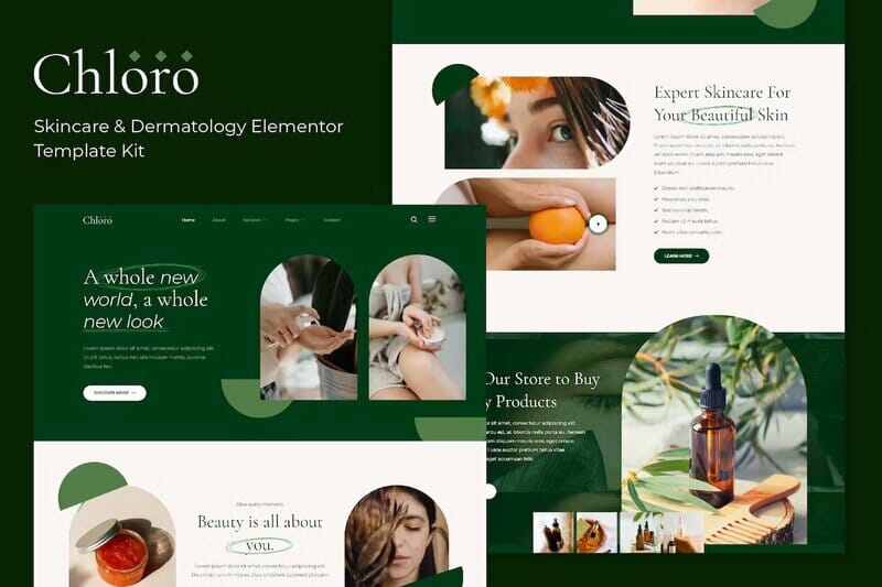 Chloro – Skincare & Dermatology Elementor Template Kit