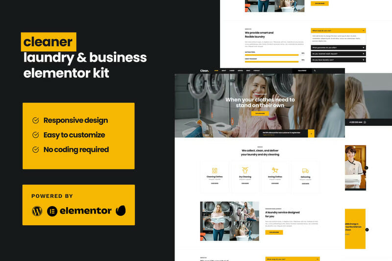 Cleaner – Laundry Business Elementor Template Kit