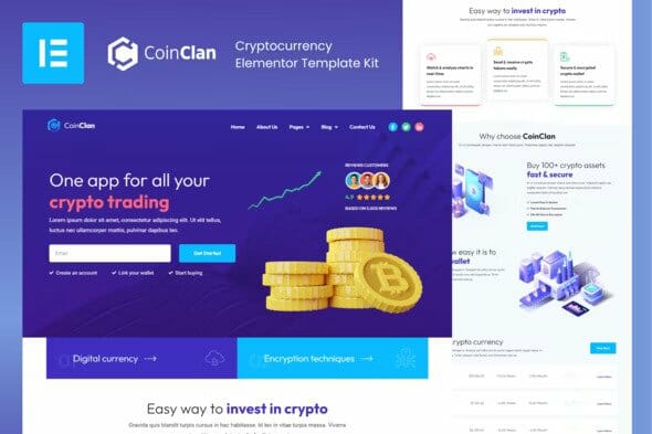 CoinClan – Cryptocurrency Elementor Template Kit