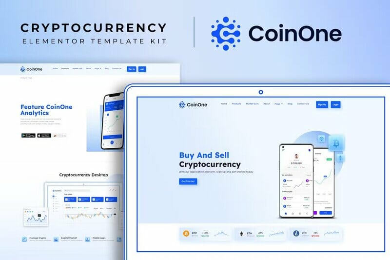 CoinOne – Cryptocurrency Elementor Template Kit