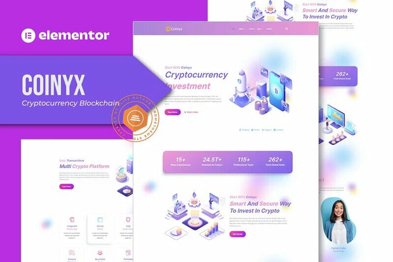 Coinyx Cryptocurrency Website Template Kit with Elementor