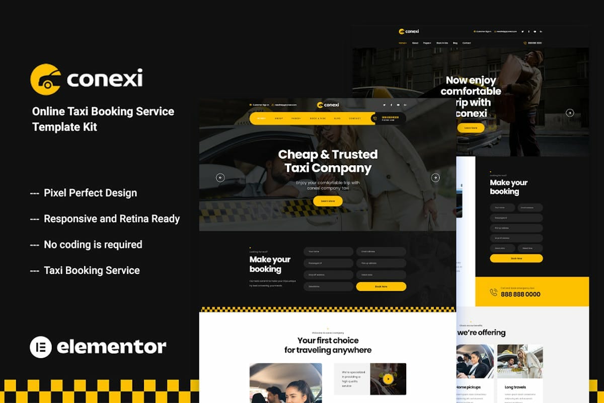 Conexi – Online Taxi Booking Service Template Kit