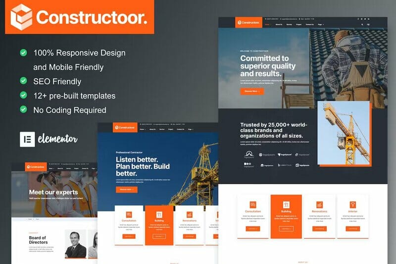 Constructoor – Construction & Building Elementor Template Kit