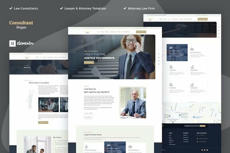 Consultants – Lawyer & Attorney Elementor Template Kits