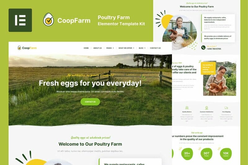 CoopFarm – Poultry Farm Elementor Pro Template Kit