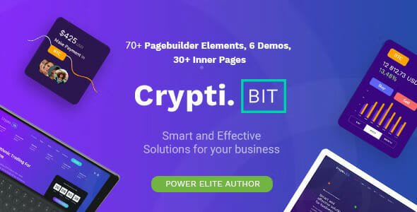 CryptiBIT - Technology, Cryptocurrency, ICOIEO Landing Page WordPress theme