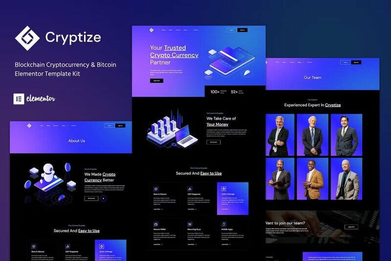Cryptize – Blockchain Cryptocurrency & Bitcoin Elementor Template Kit