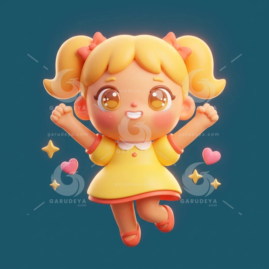 Cute 3D Emotion Character Happy Joy
