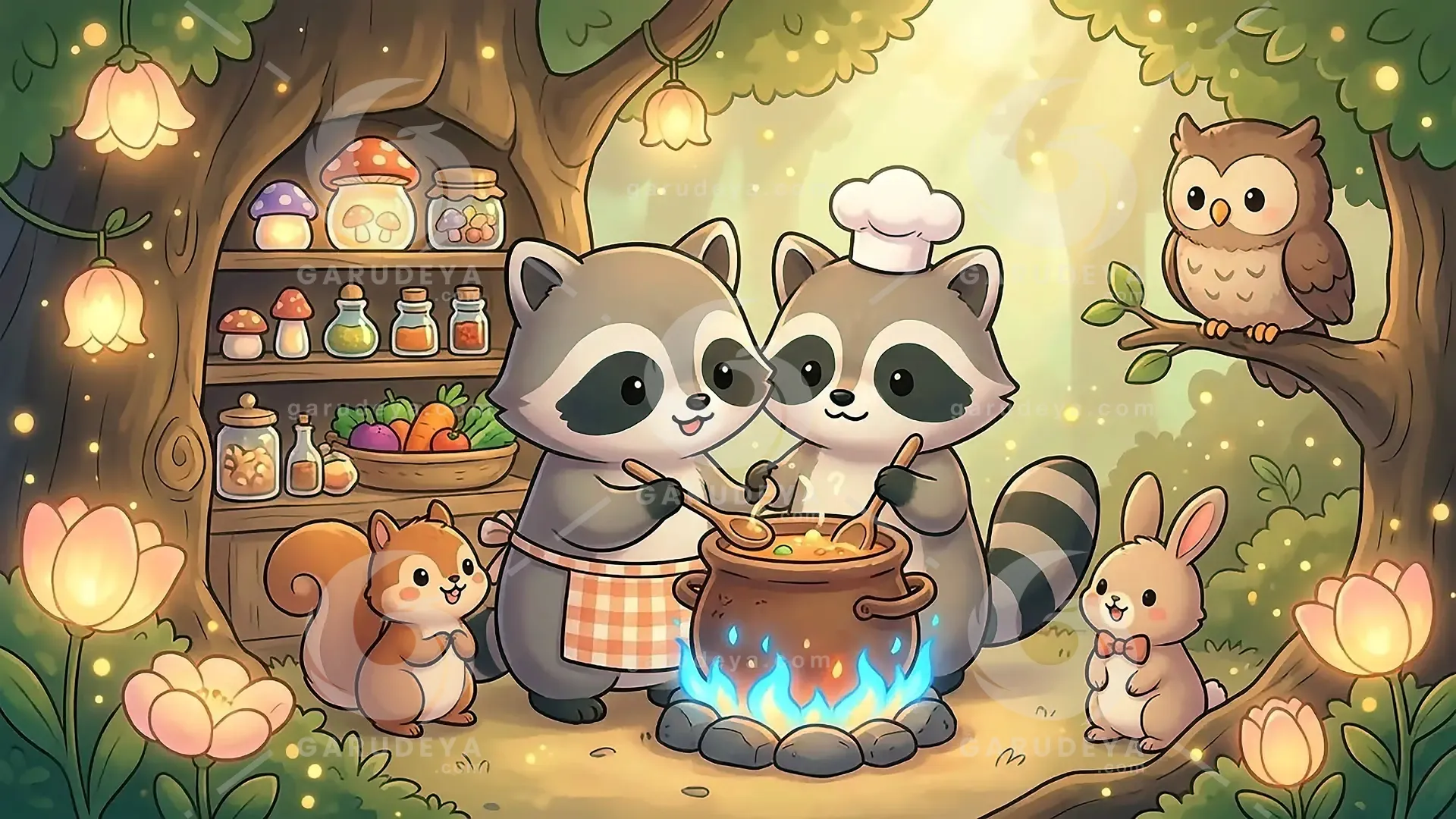 Cute Cartoon Forest Chef Adventure – 4K video footage