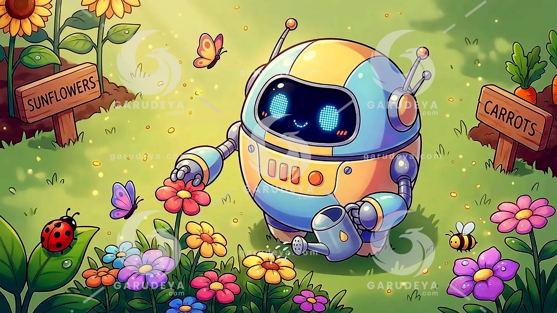Cute Cartoon Robot Garden Helper