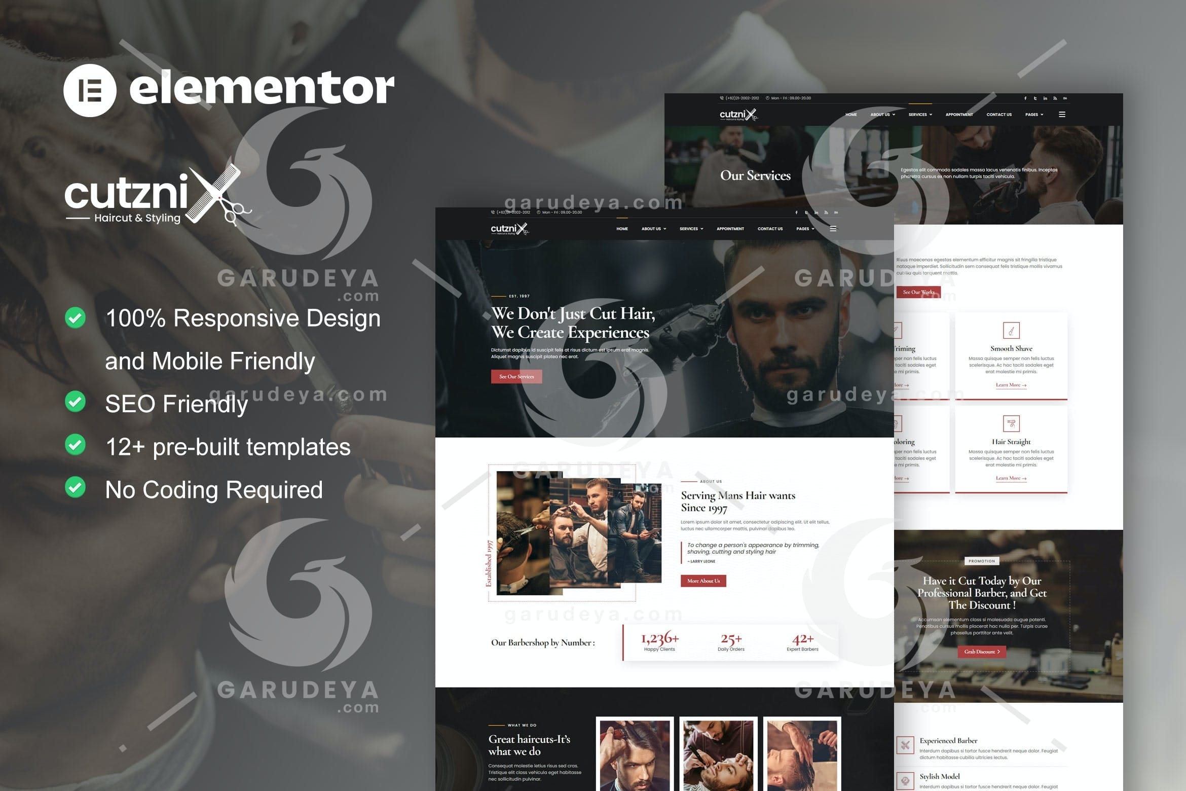 Cutznix - Barbershop & Hair Salon Elementor Template Kit